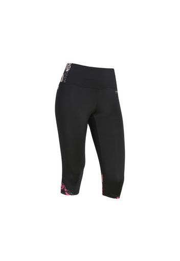 Leggings corsaro vita alta con inserti stampa tropicale