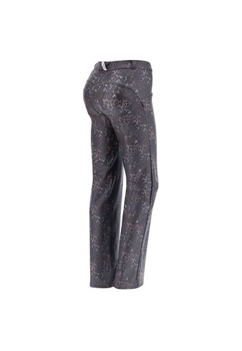 Pantaloni push up WR.UP® wide leg in similpelle animalier