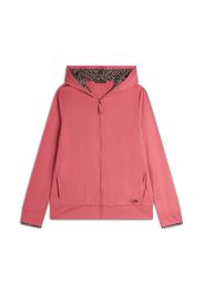 Felpa donna con zip e cappuccio con interno leopardato