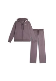 Tuta donna comfort fit in felpa con cappuccio stampe argento