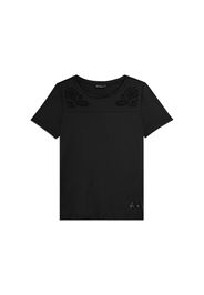 T-shirt in Jersey con Ricami Floreali