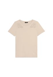 T-shirt in Jersey con Ricami Floreali