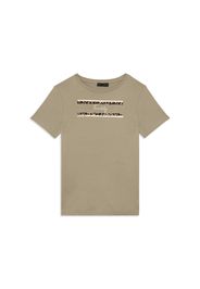 T-shirt Manica Corta con Dettagli Animalier e Borchie