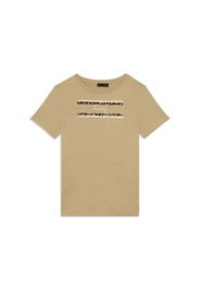 T-shirt Manica Corta con Dettagli Animalier e Borchie