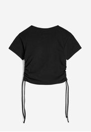 T-shirt donna slim fit in costina con laccetti sui fianchi