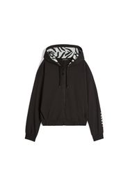 Felpa donna in french terry con zip e cappuccio stampa zebra