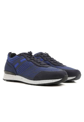 Sneakers Hogan Rebel uomo in pelle e tessuto blu