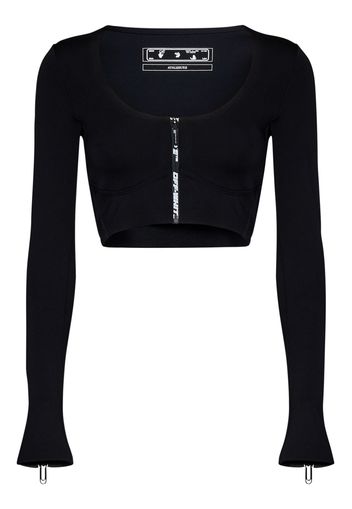 Top Zip Logo Ls Crop Off-White