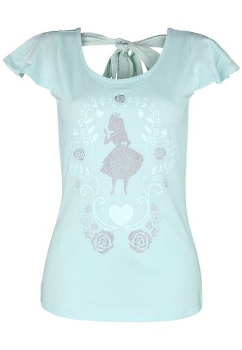 Alice in Wonderland - Alice and Flowers - T-Shirt - Donna - azzurro