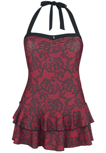 Alice in Wonderland - Sweet Lace - Costume da bagno - Donna - bordeaux nero