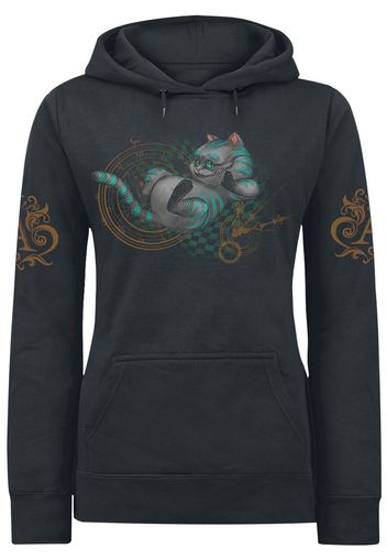 Alice in Wonderland - Cheshire Cat - About Time - Felpa con cappuccio - Donna - nero