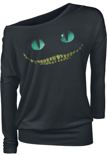 Alice in Wonderland - Cheshire Cat - Smile - Maglia a maniche lunghe - Donna - nero