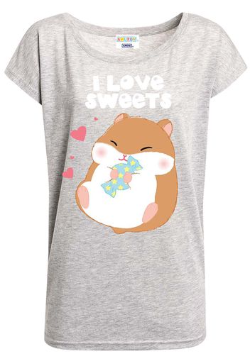 Amufun - Coroham - I Love Sweets - T-Shirt - Donna - grigio