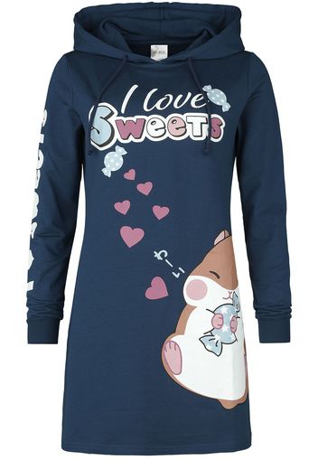 Amufun - Coroham - I Love Sweets - Abito media lunghezza - Donna - blu scuro