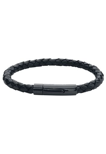 Black On Black Leather Bracelet -  - Bracciale in pelle - Uomo - multicolor