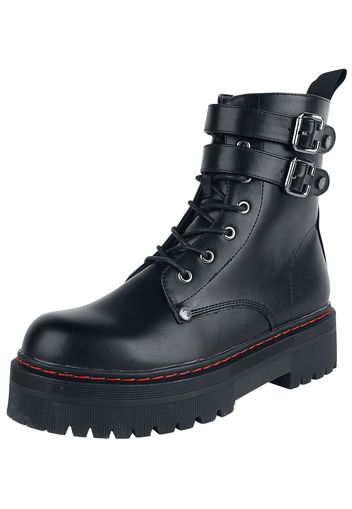 Black Premium by EMP - Black Boots with Buckles and Seams - Stivali - Donna - nero