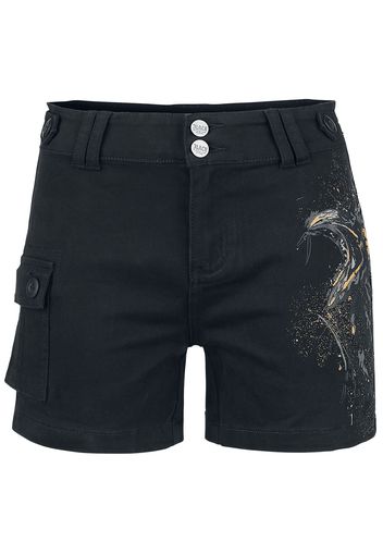 Black Premium by EMP - Shorts mit Rabenprint - Shorts - Donna - nero