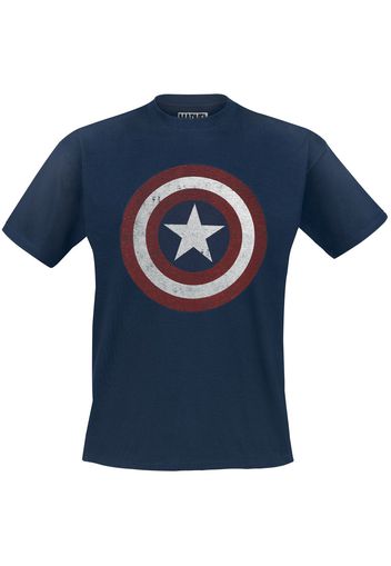 Captain America - Shield Logo - T-Shirt - Uomo - blu navy