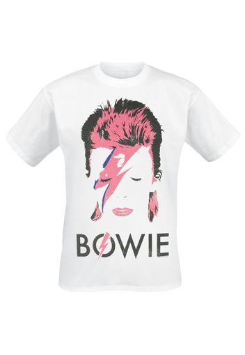 David Bowie - Aladdin Sane Distressed - T-Shirt - Uomo - bianco