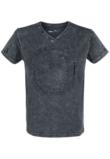 EMP Premium Collection - Grey T-shirt with Wash and Rockhand Appliqué - T-Shirt - Uomo - grigio