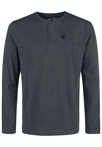 EMP Premium Collection - Mottled Grey Long-Sleeve Top with Buttons - Maglia a maniche lunghe - Uomo - grigio sport