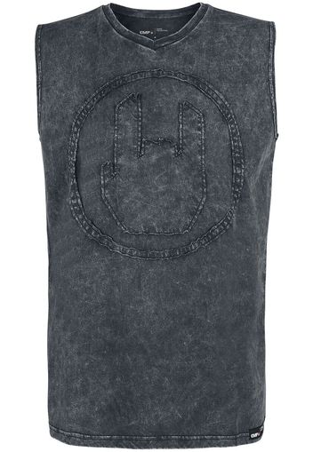 EMP Premium Collection - Grey Top with Wash and Rockhand Appliqué - Canotte - Uomo - grigio