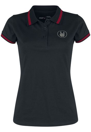 EMP Premium Collection - Black Polo Shirt with Embroidery and Red Details - T-Shirt - Donna - nero