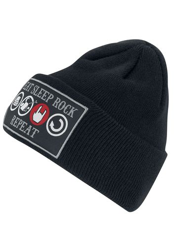 EMP Special Collection - Strickmütze Eat, Sleep, Rock & Repeat - Beanie - Uomo - nero