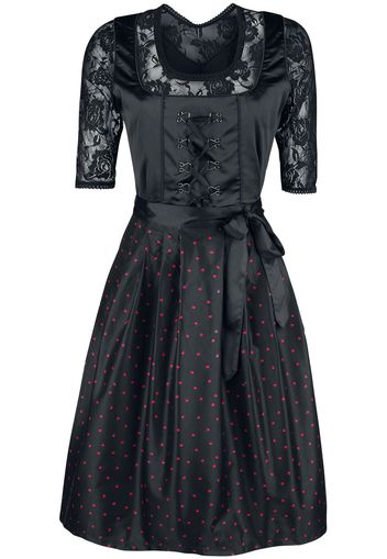 EMP Special Collection - Black Dirndl with Lace Blouse and Rockhand Apron - Abito media lunghezza - Donna - nero