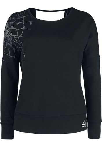 EMP Special Collection - Sport und Yoga - Schwarzes Sweatshirt mit detailreichem Print und Rückenausschnitt - Felpa - Donna - nero