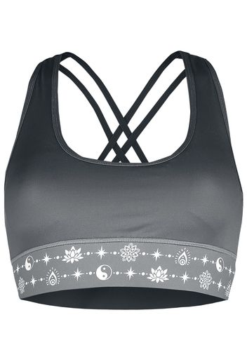 EMP Special Collection - Sport und Yoga - Graues Bustier mit Print und überkreuzten Trägern im Rücken - Bustier - Donna - nero grigio