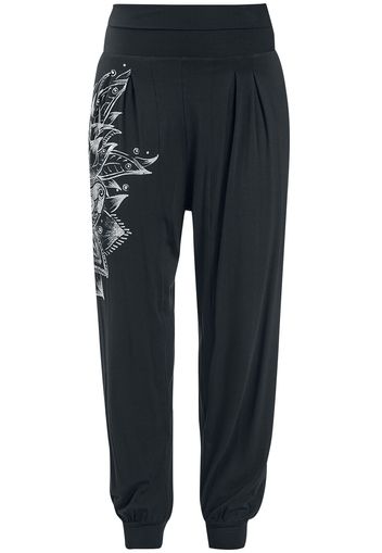 EMP Special Collection - Sport und Yoga - Schwarze lockere Stoffhose mit detailreichem Print - Leggings - Donna - nero