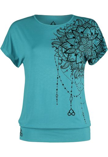 EMP Special Collection - Sport und Yoga - Türkises lockeres T-Shirt mit detailreichem Print - T-Shirt - Donna - turchese