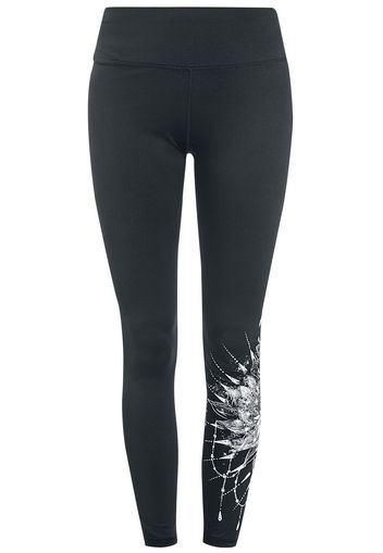 EMP - Sport and Yoga - Black Leggings with Detailed Print - Leggings - Donna - nero