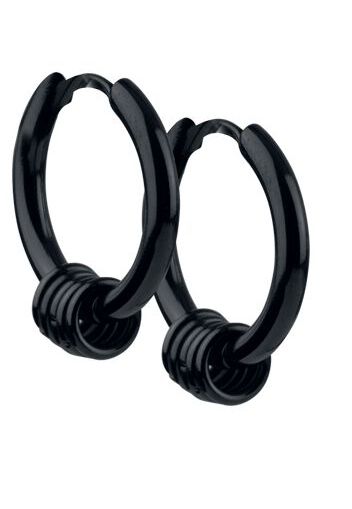 etNox - Hoop Earrings with Rings - Orecchino - Donna - nero