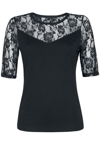 Forplay - Lace Tee - T-Shirt - Donna - nero