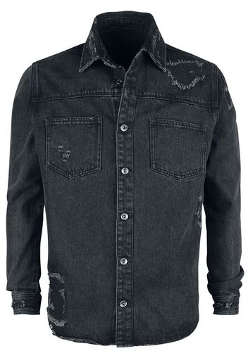 Forplay - Heavy Distressed Worker Shirt - Maniche lunghe - Uomo - nero