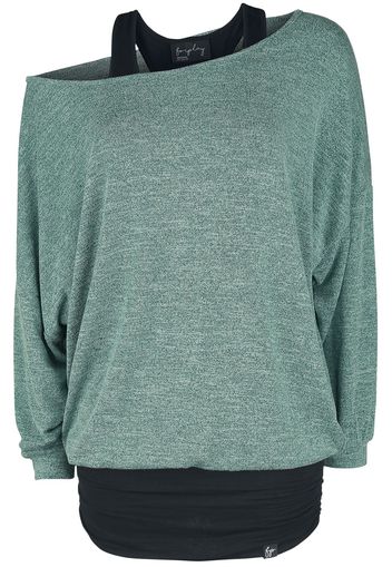 Forplay - Billie - Maglia a maniche lunghe - Donna - nero menta