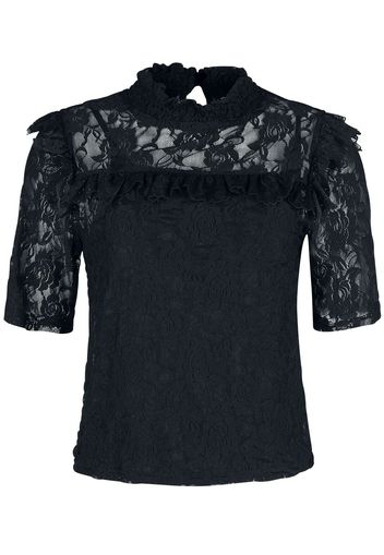 Forplay - 2 in 1 Pure Lace Tee - T-Shirt - Donna - nero