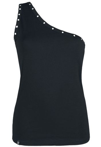 Forplay - Asymmetric Rivet One Shoulder Tee - T-Shirt - Donna - nero