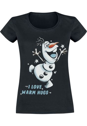 Frozen - Olaf - I Love Warm Hugs - T-Shirt - Donna - nero
