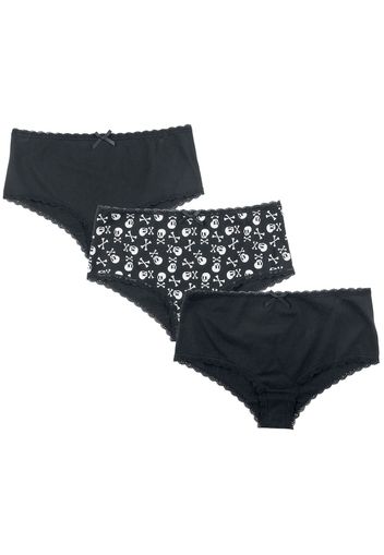 Full Volume by EMP - Panty Set with Spooky Print and Lace - Set mutande - Donna - nero