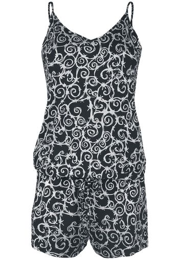 Full Volume by EMP - Jumpsuit mit verschnörkeltem Stacheldraht Print - Tuta - Donna - nero