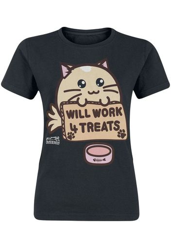 Fuzzballs - Will Work For Treats - T-Shirt - Donna - nero