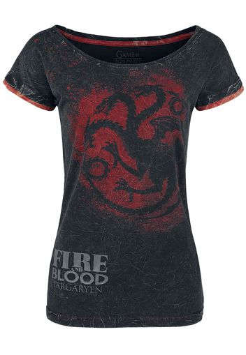 Game Of Thrones - Targaryen - Fire And Blood - T-Shirt - Donna - grigio scuro