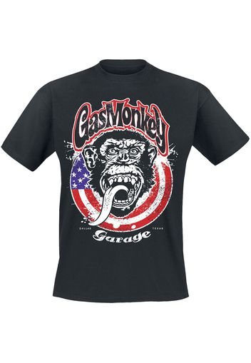 Gas Monkey Garage - USA flag - T-Shirt - Uomo - nero