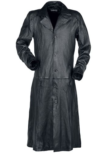 Gothicana by EMP - Long Black Leather Coat with Collar - Cappotto di pelle - Uomo - nero