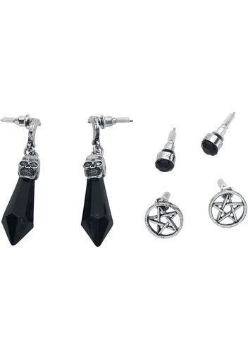 Gothicana by EMP - Pentagram - Set di orecchini - Donna - nero argento