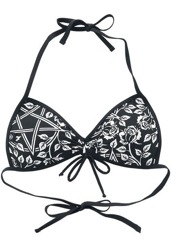 Gothicana by EMP - Schwarzes Bikinioberteil mit Pentagrammen und Rosen - Reggiseno bikini - Donna - nero