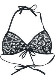 Gothicana by EMP - Schwarzes Bikinioberteil mit Pentagrammen und Rosen - Reggiseno bikini - Donna - nero